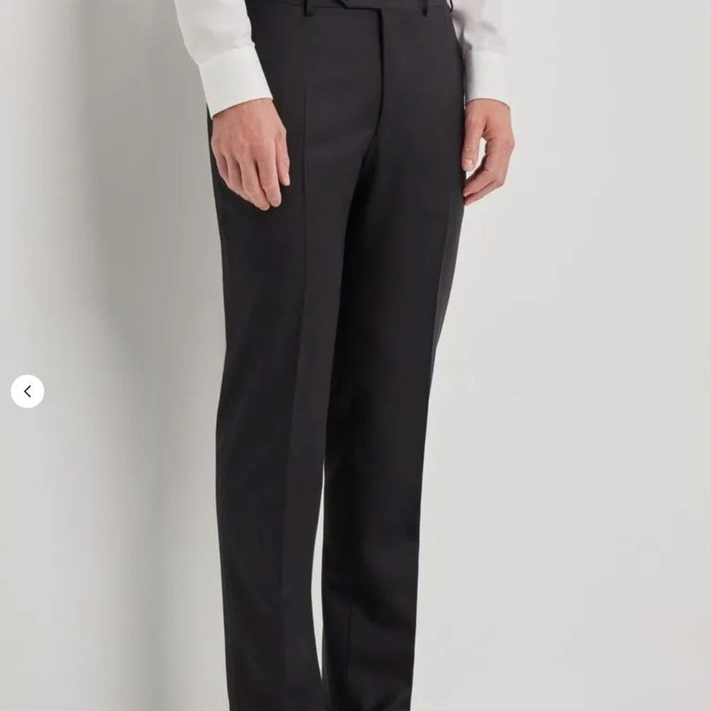 Canali Dress Pants Mens 40 Black Flat Front Wool Trousers Made in Italy‎ Office